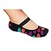 Lupo Women's Dots Terry No Show Yoga Pilates Slipper Grip Socks, Large Black