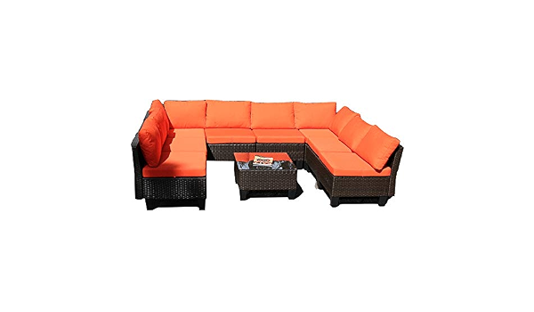 Amazon Com Yongcun Yongcunsho Outdoor Sofa Patio Furniture Sofa Backyard Aluminum And Pe Wicker Rattan Set 8 Piece Set Orange Cushion Brownish Black Rattan 8 Set 0705911376496 Books