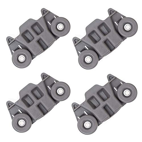 [UPGRADED] W10195416 Lower Dishwasher Wheel Replacement by SANJOIN [ Pack of 4 ], Exact Fit for Whirlpool Kenmore Dishwasher, Enhanced Durability with Steel Screws
