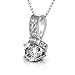 Cate & Chloe Laya Ruler 18k White Gold Pendant Necklace with Swarovski Crystals, Unique Beautiful Silver Halo Necklace for Women, Pave Round Cut, Chain Necklaces Wedding Anniversary