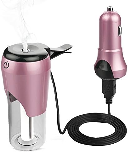 Car Oil Diffuser Humidifier, BC20 Mini Car Air Humidifier USB Powered Air Purifier Freshener with Car Charger,Pink