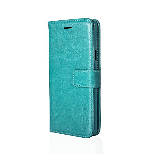 Samsung Galaxy S9 Plus Case, HLCT PU Leather Case, with Soft TPU Protective Bumper, Built-in Kickstand, Cash and Card Pockets (Teal)
