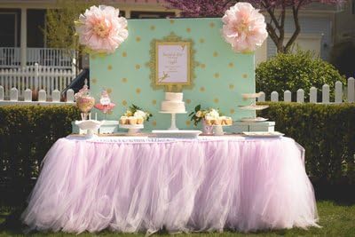 Tutu Table Skirts Tulle Tulle Tableware Decoration for Wedding Birthday Baby Shower Holiday Party by YYKIT (Pink)