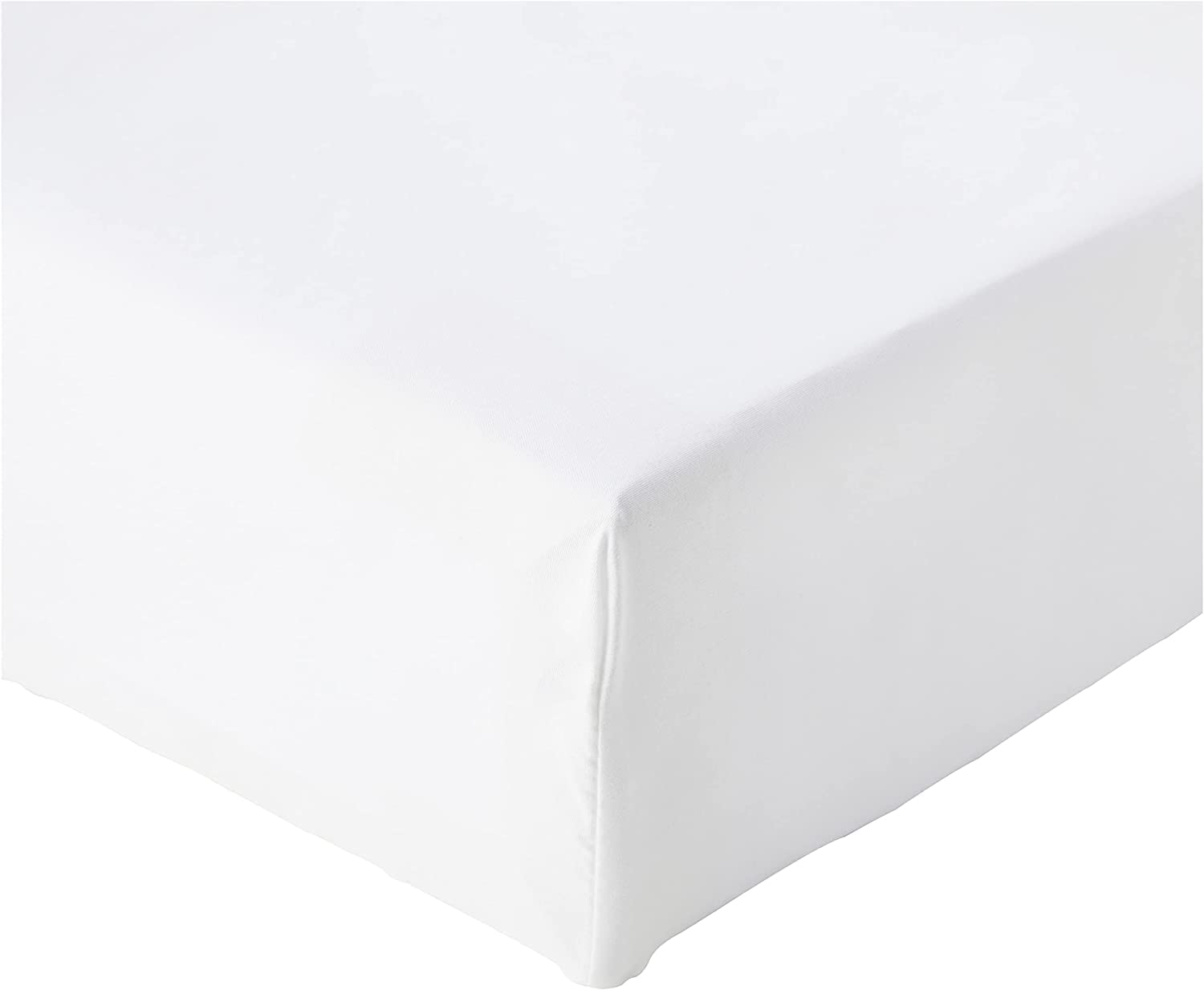 Amazon Basics Bedding Soft Microfibre King Size Fitted Sheet with 12 inch (30 cm) Deep Pocket, 150 x 200 cm, White — image 1