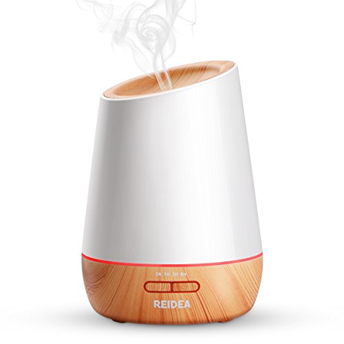 Aroma Diffuser REIDEA 500ml Ultraschall Öl Diffusor Leise Aromatherapie Luftbefeuchter LED mit 7 Farben für Baby, Kinderzimmer, Wohnzimmer, Schlafzimmer, Büro, Yoga, Spa, Große Räume, Weiß