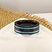 Fashion Month Men Women 8mm Black Ceramic Ring Vintage Wedding Engagement Band with Koa Wood Two Lines Solid Turquoise