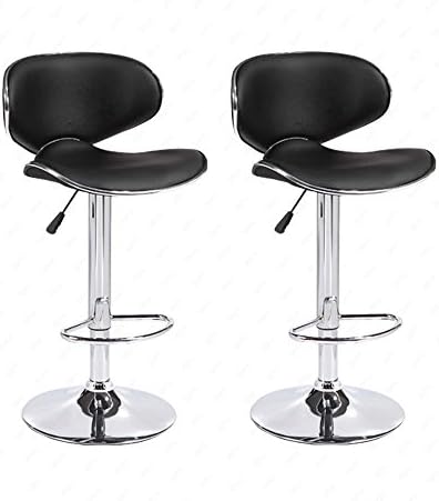 Set of 2 Adjustable Bar Stools Leather Hydraulic Swivel Dining Chair for Dining room