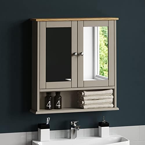 Bath Vida Priano 2 Door Mirrored Wall With Shelf, Grey price in