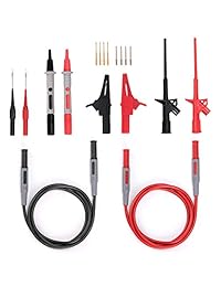 Sumnacon   Kit de cables de prueba multi prueba, cable de prueba de multímetro eléctrico 18 en 1 con pinzas de cocodrilo, sonda de prueba, mosquetón de muelles, cable de extensión de prueba, cables de medidor de voltios profesionales para probador de circ