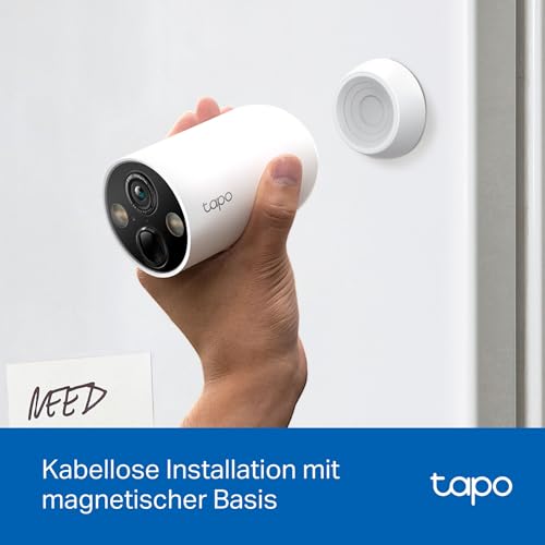 Tapo C425 Außenkamera Akku, Überwachungskamera aussen mit Magnetische Basis, 2K Auflösung, WLAN, 10000-mAh-Akku, 142° FOV, Kein Hub erforderlich, Unterstützt Solarpanel thumbnail 3