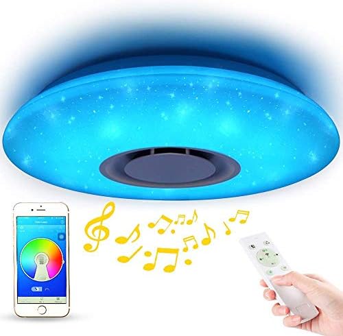 Starry Sky LED Ceiling Light with Remote Control Dimmable Colour Changing Ceiling Lamp with Bluetooth Speaker 36 W WiFi Work with Amazon Alexa for Bedroom