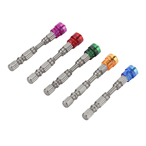 FTVOGUE 5Pcs S 2 Steel Magnetic Cross Head PH2 Screwdriver Bits Set for Drywall Screws 1/4inch Shank(Mixed Colors)