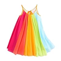 Lurryly Toddler Kids Baby Girl Princess Clothes Sleeveless Chiffon Tutu Rainbow Dresses (Size:6/7T,Label Size:130, Multicolor)