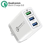 Quick Charge 3.0 USB Fast Wall Charger, 30W 3 Ports USB Travel Quick Charger Adapter QC 3.0 Fast Charging Block Plug Compatible for iPhone, Samsung S9/S9+/S8/S7/S6/Edge/Note LG HTC