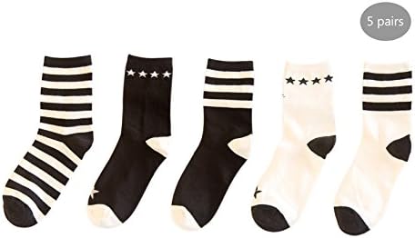 Goodwind Socks Free Size Mid Calf Length Black and White Striped - 5 Pairs