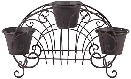 Homebeez 3-Tiered Scroll Classic Plant Stand Decorative Metal Garden Patio Flower Pot Rack Display Shelf Holds 3-Flower Pot with Modern Design (Brown 3 Tired)