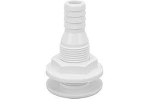 Thru Hull Fitting, Boat Through Hull Connector 3/4in ABS Plastic Hose Coupling Drain Outlet Accessory (White)