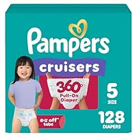 Pampers Diapers - Cruisers 360 - Size 5, 128 Count, Babyproof up to 100% Leakproof Pull-On Diaper