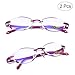 LUFF Premium Computer Reading Glasses Blue Light Blocking Diamond Cut Edge Design Spectacle Readers for Women(+2.0)