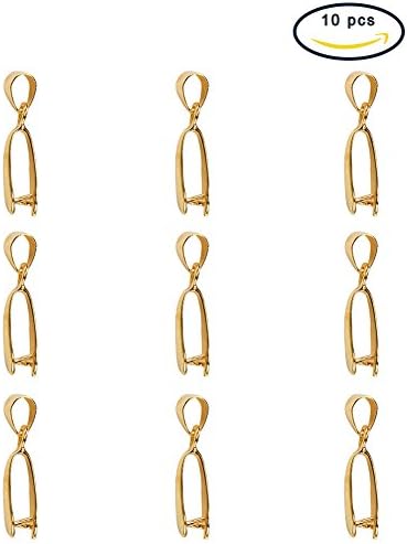 Pandahall 10pcs Golden Color Brass Ice Pick Pinch Bails, Pendant Bails (19x10x4mm)