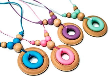 Silicone &amp; Maple Hardwood Organic Nursing Necklace Classic Collection Teething Necklace in Blueberry