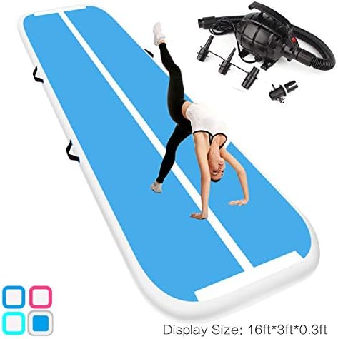 Speedpa Inflatable Gymnastics Air Track 9.84/13/16/19FT Length Airtrack Tumbling Mat Flooring Mat with Electric Air Pump for Gymnastic/Yoga/Water Floating/Camping Training Mat