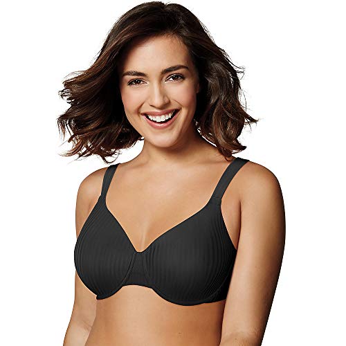 Playtex Women's Secrets Perfectly Smooth Underwire Full Coverage Bra #4747,Black Stripe,38B
