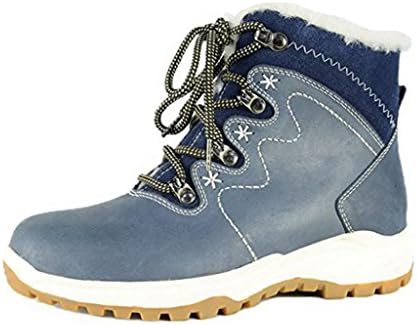 Bull Titan Women's Genuine Leather Non-Slip Fur Lined Winter Boots Navy 8.5M