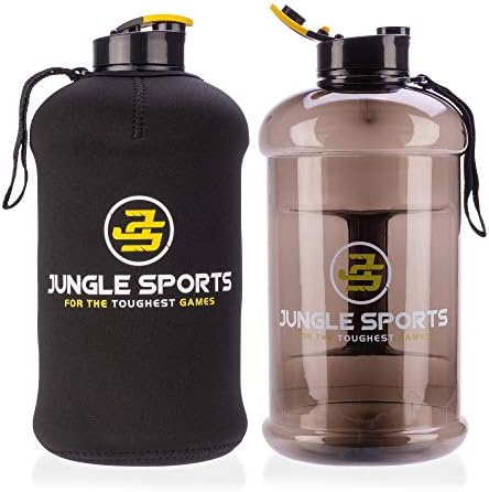 Jungle Sports Water Bottle & FREE Insulated Protective Case | 2.2 Litre Capacity with Handle | Safe & BPA Free Plastic | Durable Jug for Gym, Training, Hiking, Travel, Office & School