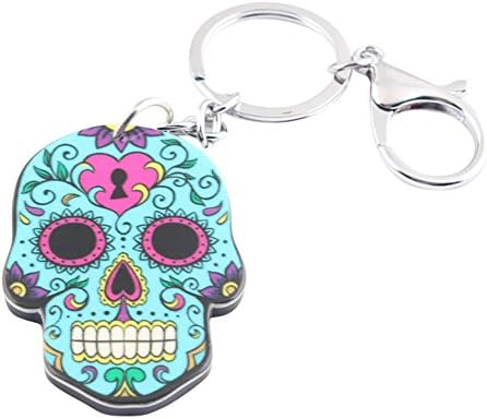 New Vintage Trinket for Car Skull Alloy Acrylic Keychain Keys Ring Jewelry C165 (blue)