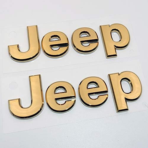 US85 Direct 3D Universal Jeep OEM ABS Front Rear Hood Trunk Liftgate Adhesive Emblem Logo Badge Modified Replacement Set 2pcs (Glod Chrome)