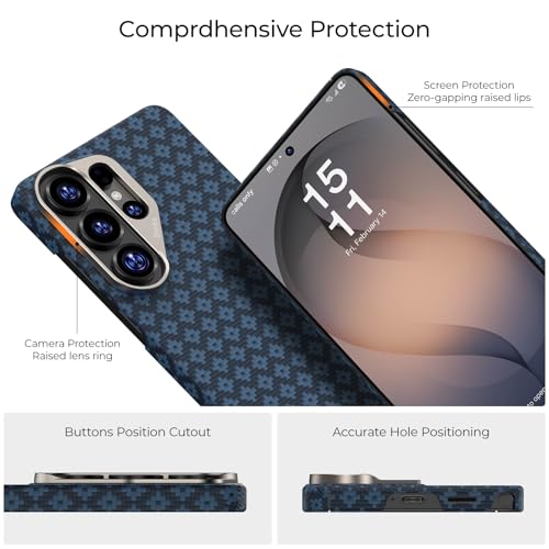 BENKS ArmorGrid ArmorAir for Samsung Galaxy S26 Ultra Magnetic Ultra Slim Case, Compatible with MagSafe, Caseless Feeling for Galaxy S26 Ultra Case by Kevlar Aramid, Minimalist Design, Azure Blue