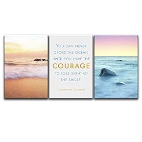 3 Panel Seascape of Waves on The Seashore with Inspirational Quotes Gallery 16 x24 x 3 Panels