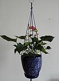 4 Legs Macrame Nylon Rope Plant Holders in Navy Blue Color, 29.5-inches and 11 Inches Tassel