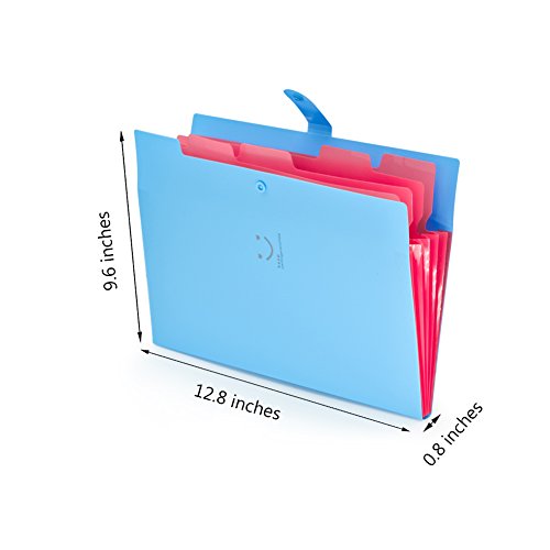 FHEAL Expanding File Folders 5 Pockets Plastic Expandable File Jackets A4 Letter Size,4 Color Accordion Folder Document Holder for School Office Travel