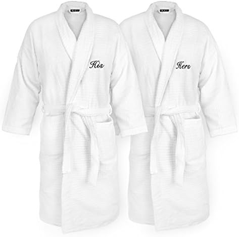 Kaufman Embroidered White Sugarcube Robe with His or Hers Options hers - black Women's 1 Piece