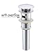 Comllen Modern Lavatory Faucet Vessel Assembly Pop Up Stainless Steel Bathroom Sink Stopper Drain with Overflow, Polished Chrome
