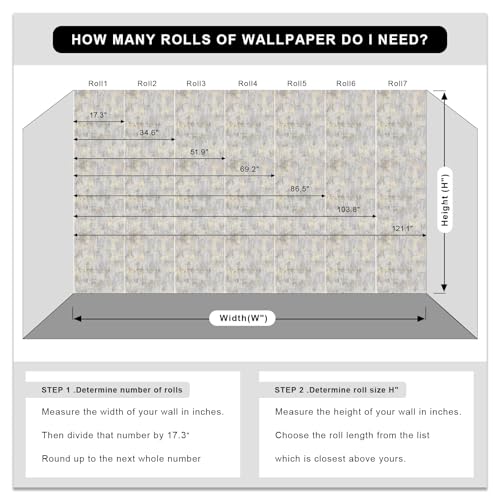 Textured Wallpaper, Distressed Concrete Adhesive Wallpaper, 44cm x 300cm, White Gold Gray Metallic Non-Woven Wall Paper, Modern Neutral Design for Bedroom and Home Decor