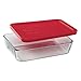 Pyrex Simply Store Glass Rectangular Food Container with Red Lid (3-cup) primary