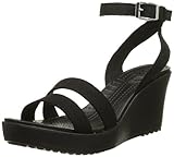 Crocs Women's Leigh Wedge Sandal,Black,7 M US