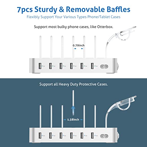 SooPii Premium 6Port USB Charging Station Organizer for Multiple