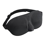WDDH Shade 3D Eye Mask Soft Silk Sleep Adjustable Eye Mask Eyeshade Eyepatch Aircraft Travel (Black)