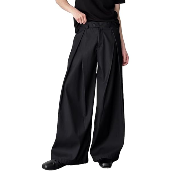 SHENHE Men's Wide Leg Pleated Zipper Fly Baggy Casual Business