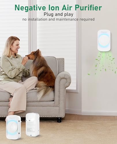 Dayear Air Purifier, No Filter, Negative Ion Purification 3 Pieces | Plug and Play Air Purifier, Air Ionizer for Pet Room, Bedroom, Home, Living Room, 3 LED Lighting Modes, ABS 94V0