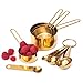 Modern Measuring Cups and Spoons Set, Gold - Stackable, Stylish Sturdy Stainless Steel (8-Piece) for Cooking and Baking