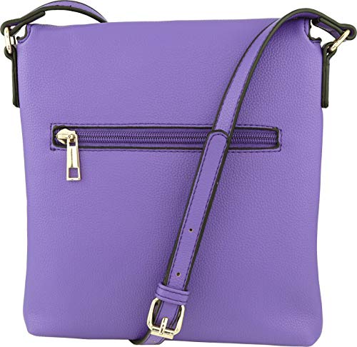 B BRENTANO Vegan Medium Flap-Over Crossbody Handbag with Tassel Accents (Ultra-Violet.)