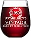 70th Birthday Gifts for Women and Men Turning 70 Years Old - 15 oz. Vintage 1950 Wine Glass - Funny Seventieth Gift Ideas, Party Decorations and Supplies for Him or Her, Husband, Wife, Mom, Dad