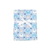 Baby Gear Plush Velboa Ultra Soft Baby Boys Blanket 30 x 40, Blue Grey Teddy
