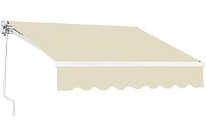 2x1.5m/3x2.5m/4x3m Manual Retractable Awning for Patio, Sun Shade Shelter with Crank Handle, Adjustable Angle Aluminum Frame,