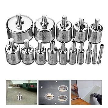 Generic 15Pcs 6-50Mm Diamond Hole Saw Drill Bit Set Tile Ceramic Glass Marble Drill Bits